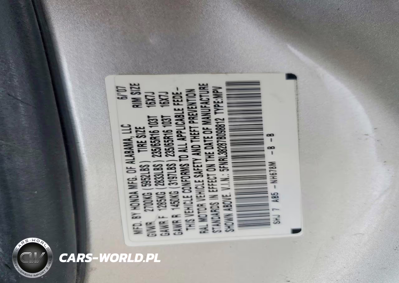 2007 Honda Odyssey Lx VIN:5FNRL38287B098812 - 12