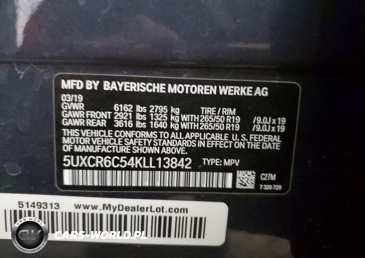 2019 BMW X5 xDrive40I VIN:5UXCR6C54KLL13842 - 13