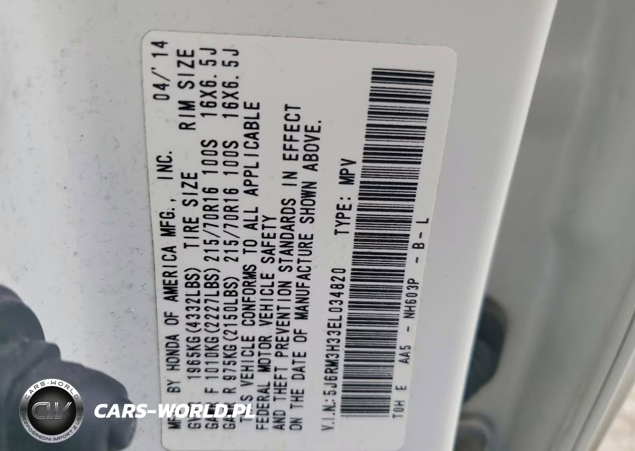 2014 Honda Cr-V Lx VIN:5J6RM3H33EL034820 - 13