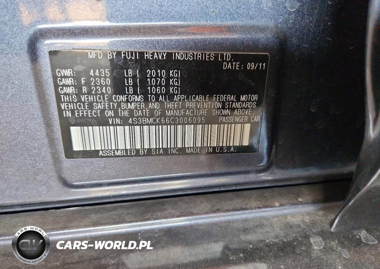 2012 Subaru Legacy 2.5I Limited VIN:4S3BMCK66C3006095 - 12