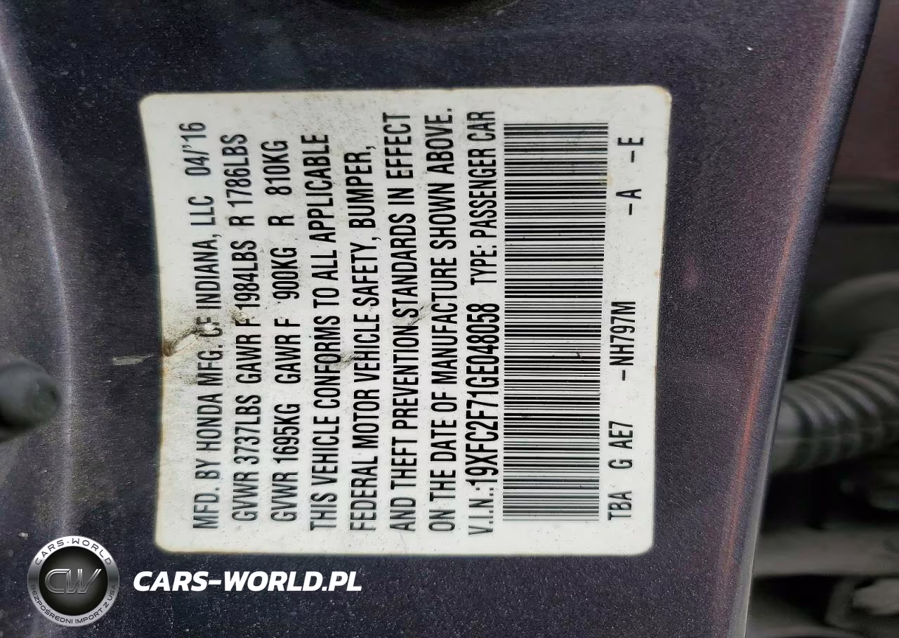 2016 Honda Civic Ex VIN:19XFC2F71GE048058 - 12