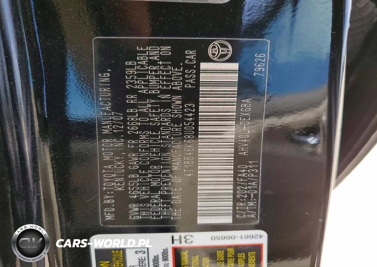 2008 Toyota Camry Hybrid VIN:4T1BB46K68U054423 - 12