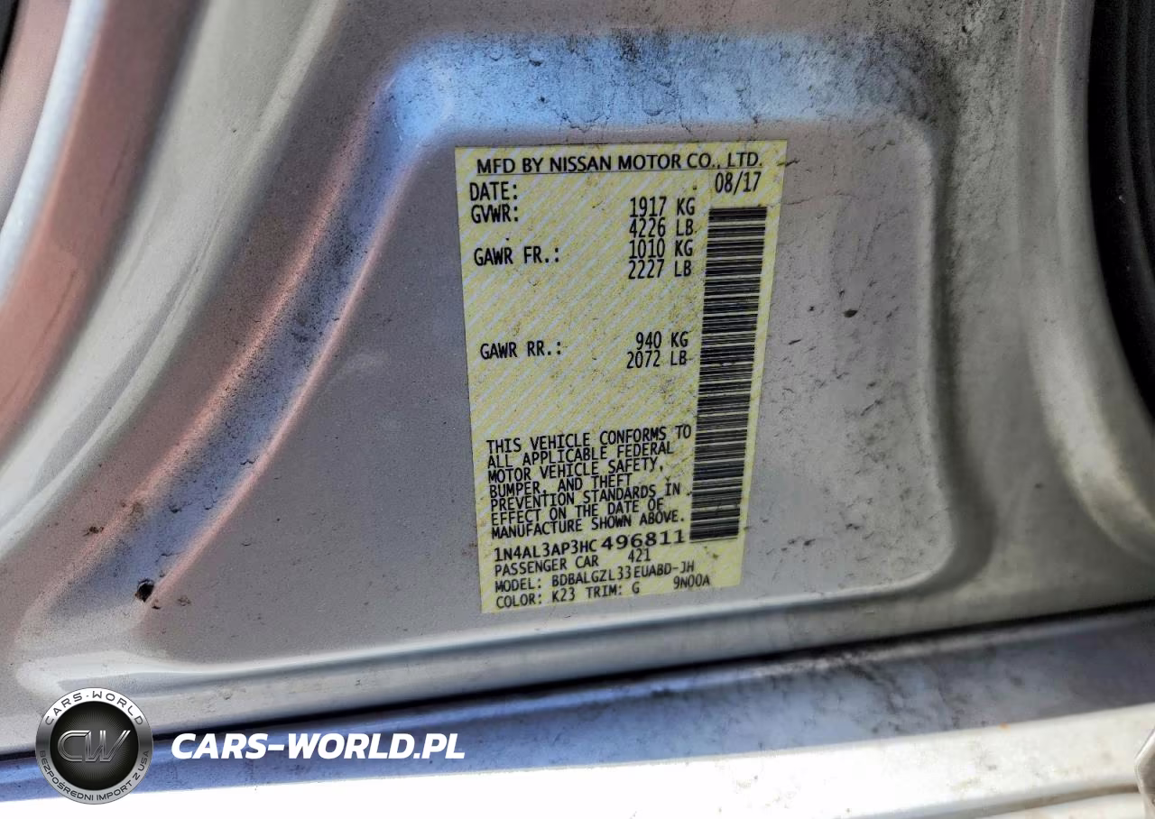 2017 Nissan Altima 2.5 S VIN:1N4AL3AP3HC496811 - 13