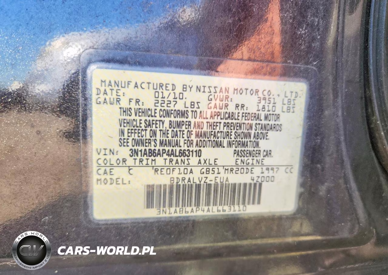 2010 Nissan Sentra 2.0 VIN:3N1AB6AP4AL663110 - 12