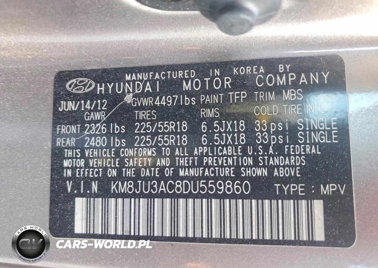 2013 Hyundai Tucson Limited VIN:KM8JU3AC8DU559860 - 12