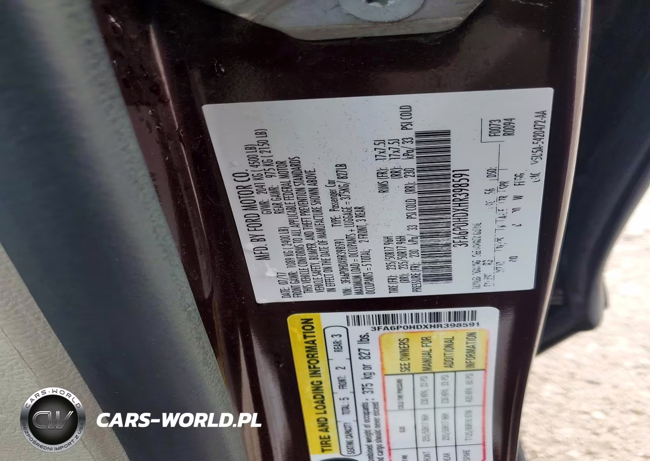 2017 Ford Fusion Se VIN:3FA6P0HDXHR398591 - 12