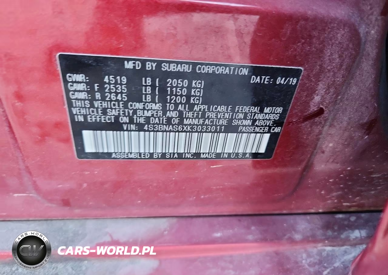 2019 Subaru Legacy Sport VIN:4S3BNAS6XK3033011 - 12