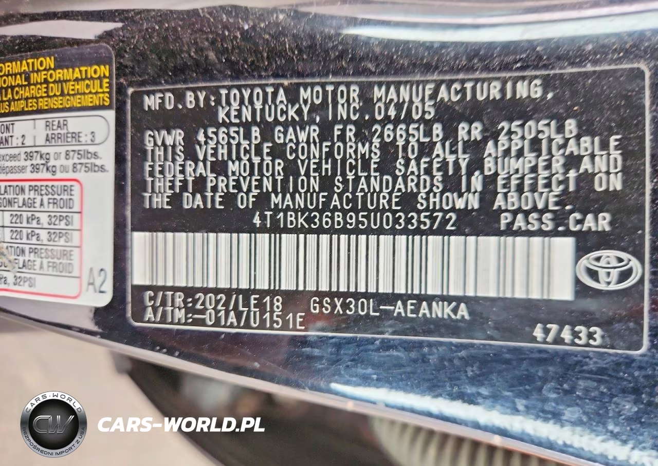 2005 Toyota Avalon Touring VIN:4T1BK36B95U033572 - 12