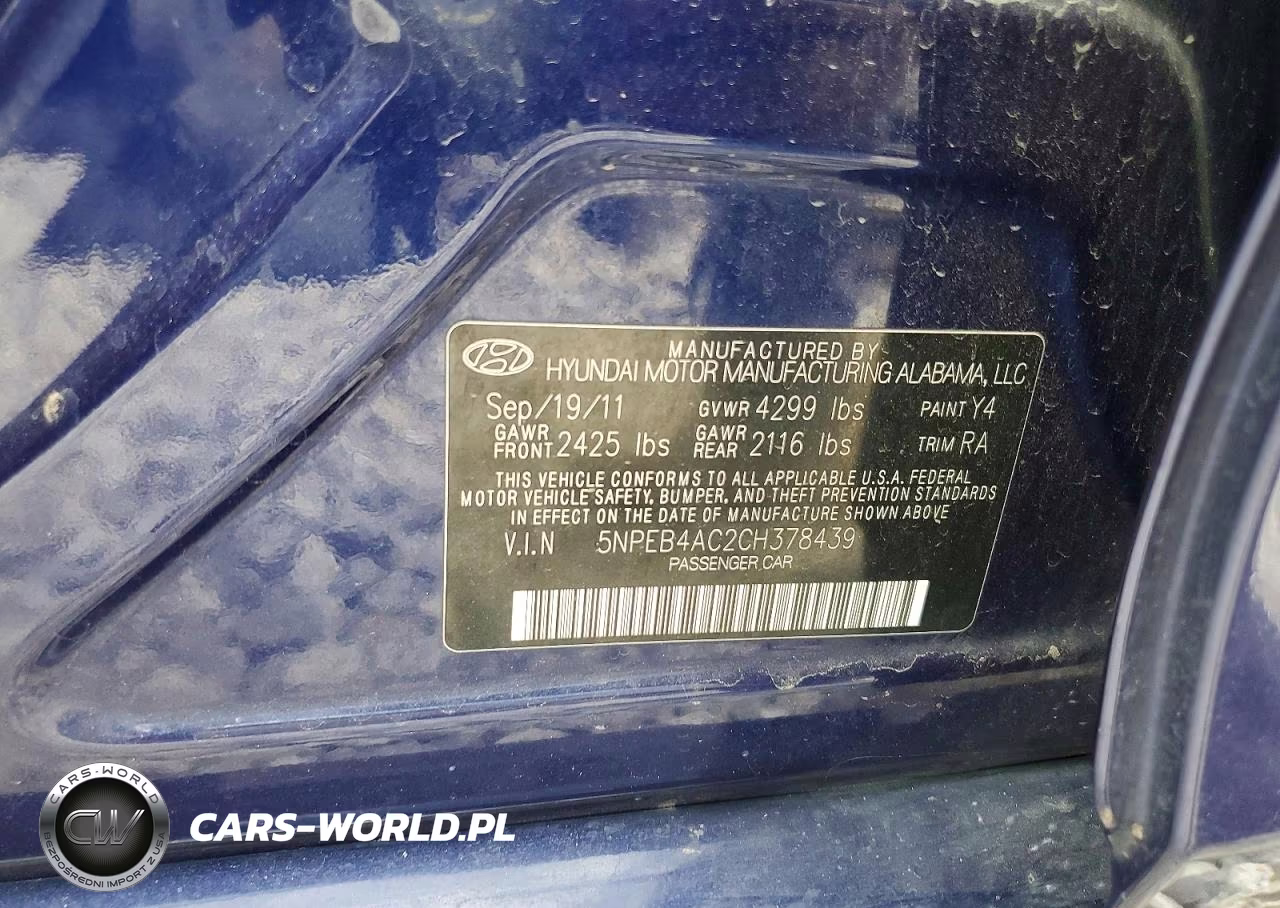2012 Hyundai Sonata Gls VIN:5NPEB4AC2CH378439 - 12