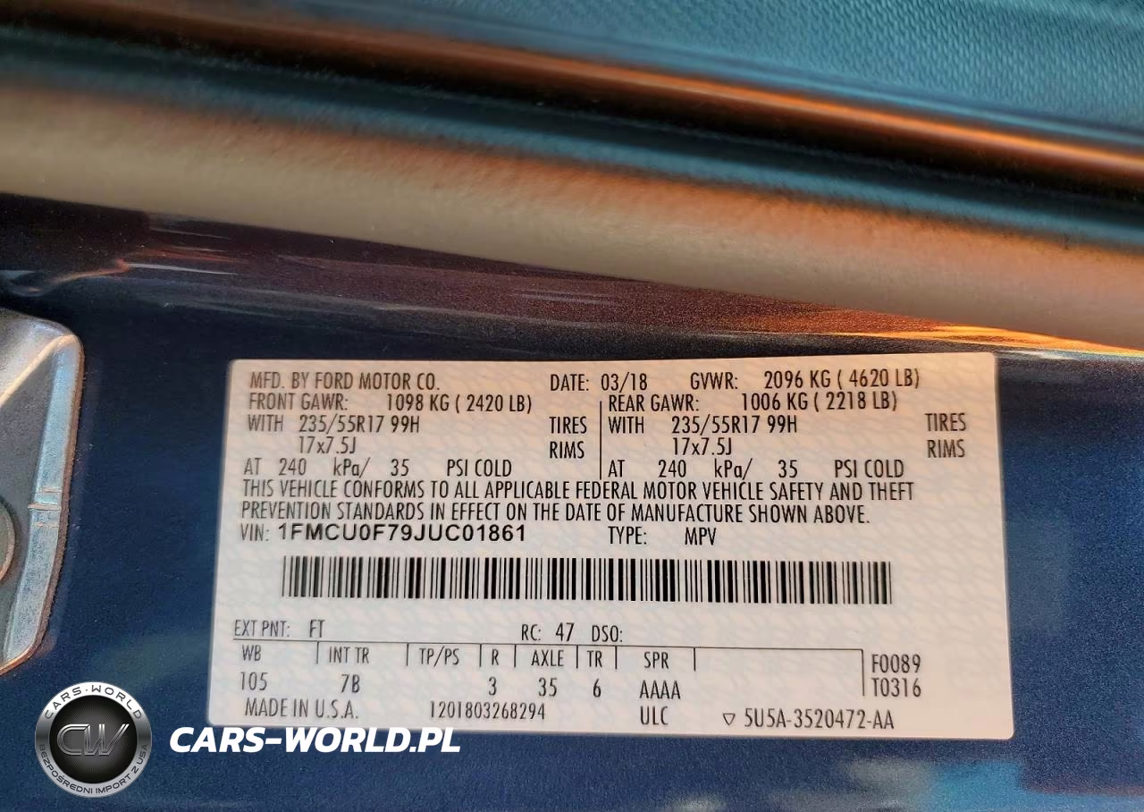 2018 Ford Escape S VIN:1FMCU0F79JUC01861 - 13