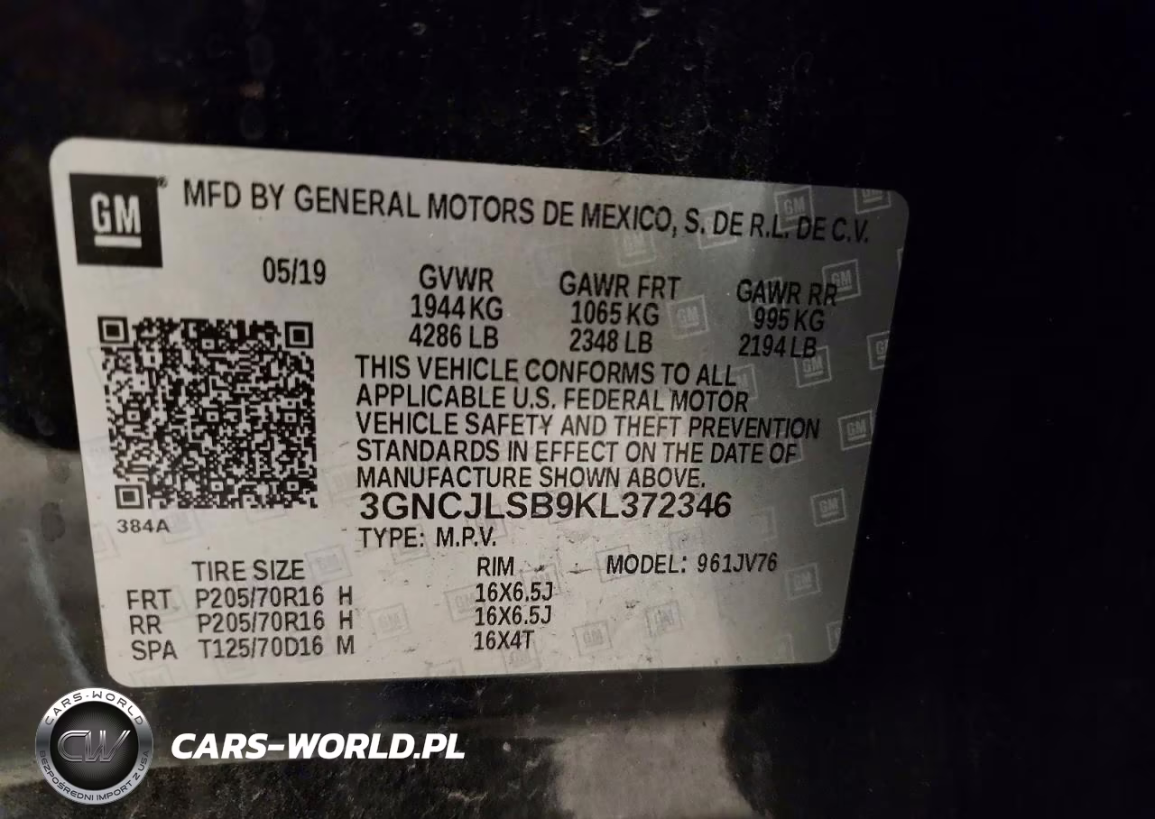 2019 Chevrolet Trax 1Lt VIN:3GNCJLSB9KL372346 - 13