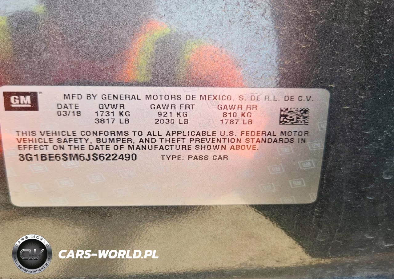 2018 Chev Cruise VIN:3G1BE6SM6JS622490 - 12