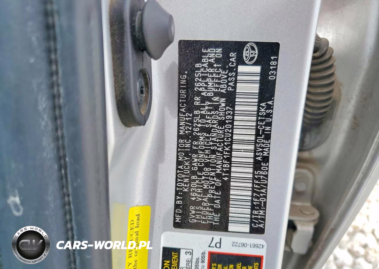 2012 Toyota Camry Se VIN:4T1BF1FK1CU201937 - 12