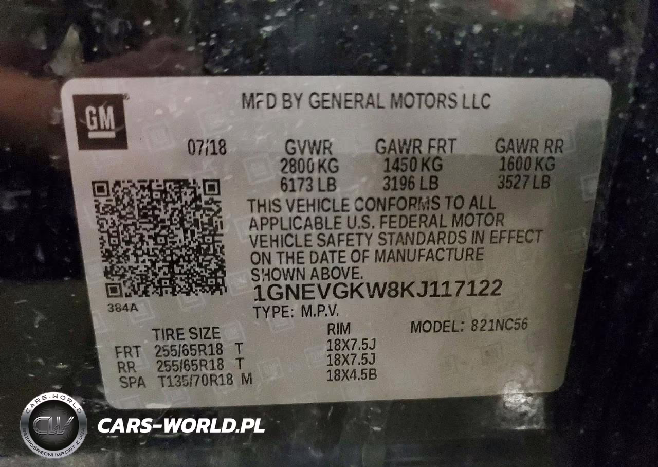 2019 Chevrolet Traverse Lt VIN:1GNEVGKW8KJ117122 - 13