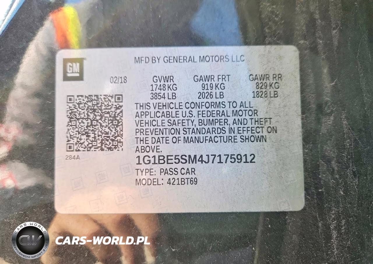 2018 Chevrolet Cruze Lt VIN:1G1BE5SM4J7175912 - 12