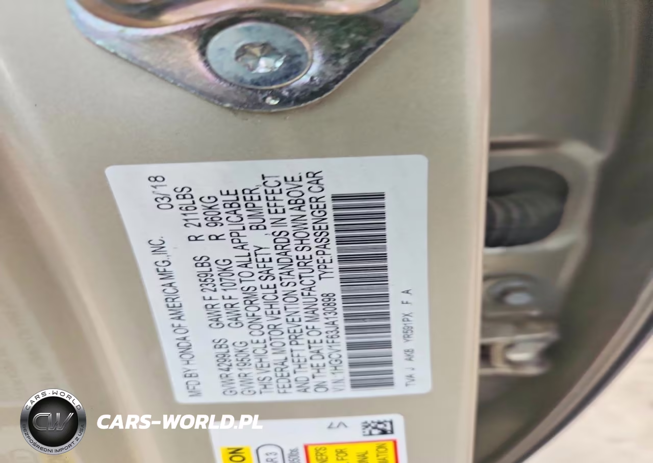 2018 Honda Accord Exl VIN:1HGCV1F63JA130898 - 13