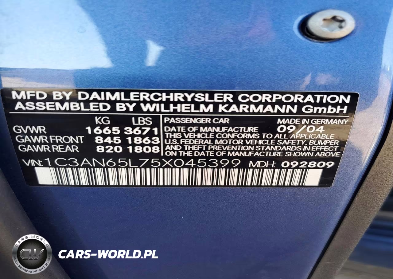 2005 Chrysler Crossfire Limited VIN:1C3AN65L75X045399 - 13