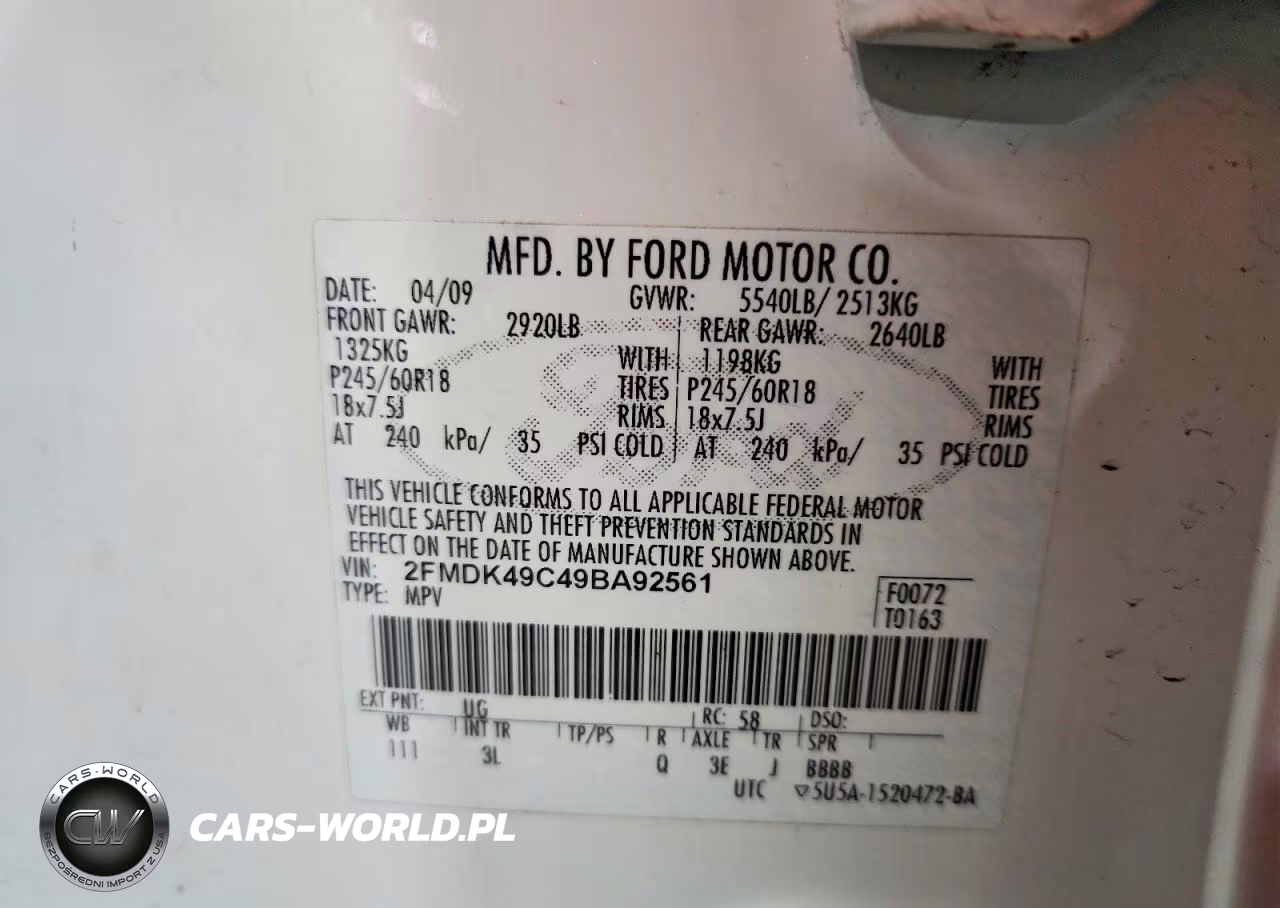 2009 Ford Edge Limited VIN:2FMDK49C49BA92561 - 13