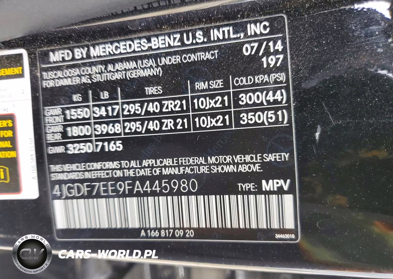 2015 Mercedes-Benz Gl 63 Amg VIN:4JGDF7EE9FA445980 - 14