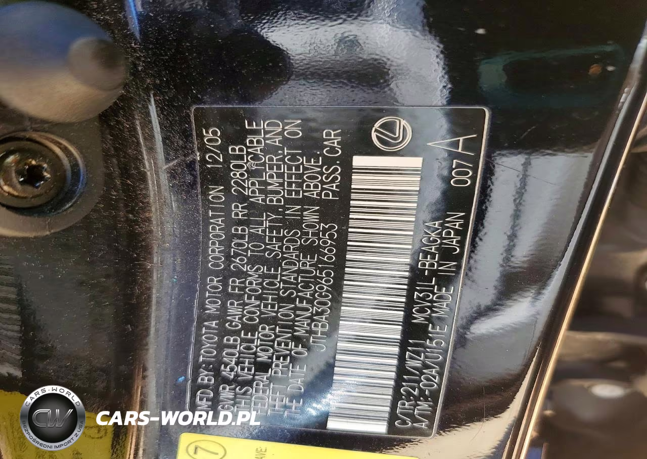 2006 Lexus Es 330 VIN:JTHBA30G965166953 - 12