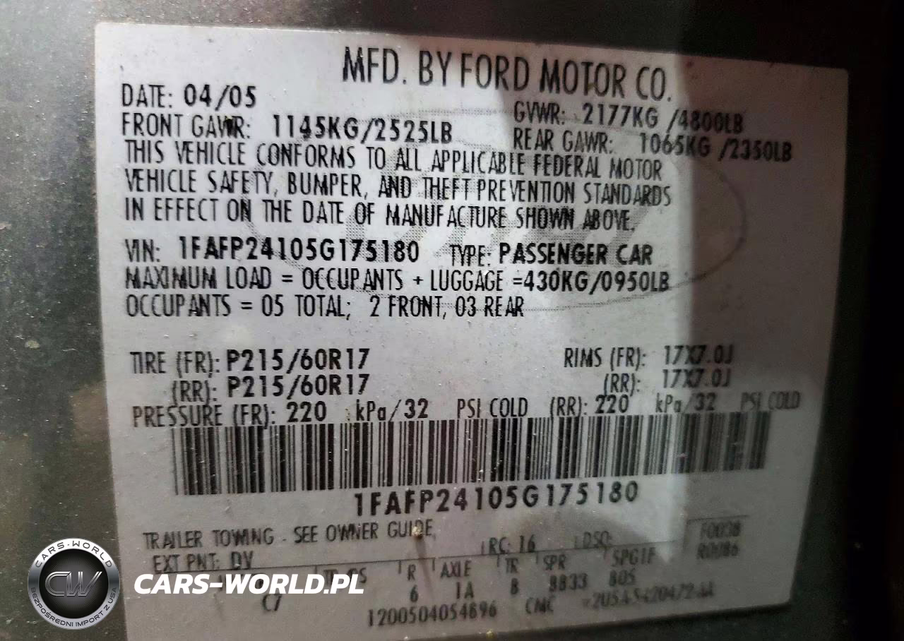 2005 Ford Five Hundred Sel VIN:1FAFP24105G175180 - 12