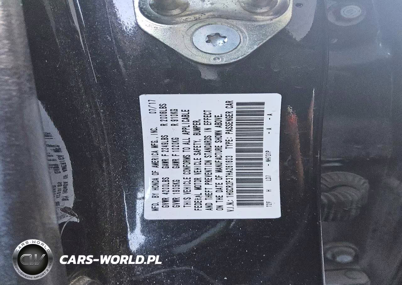 2017 Honda Accord Lx VIN:1HGCR2F37HA261603 - 12