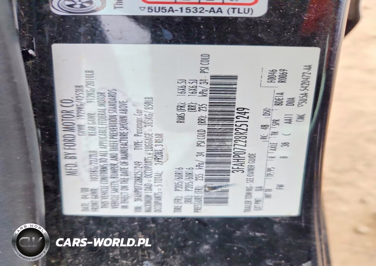 2008 Ford Fusion Se VIN:3FAHP07Z28R251249 - 12