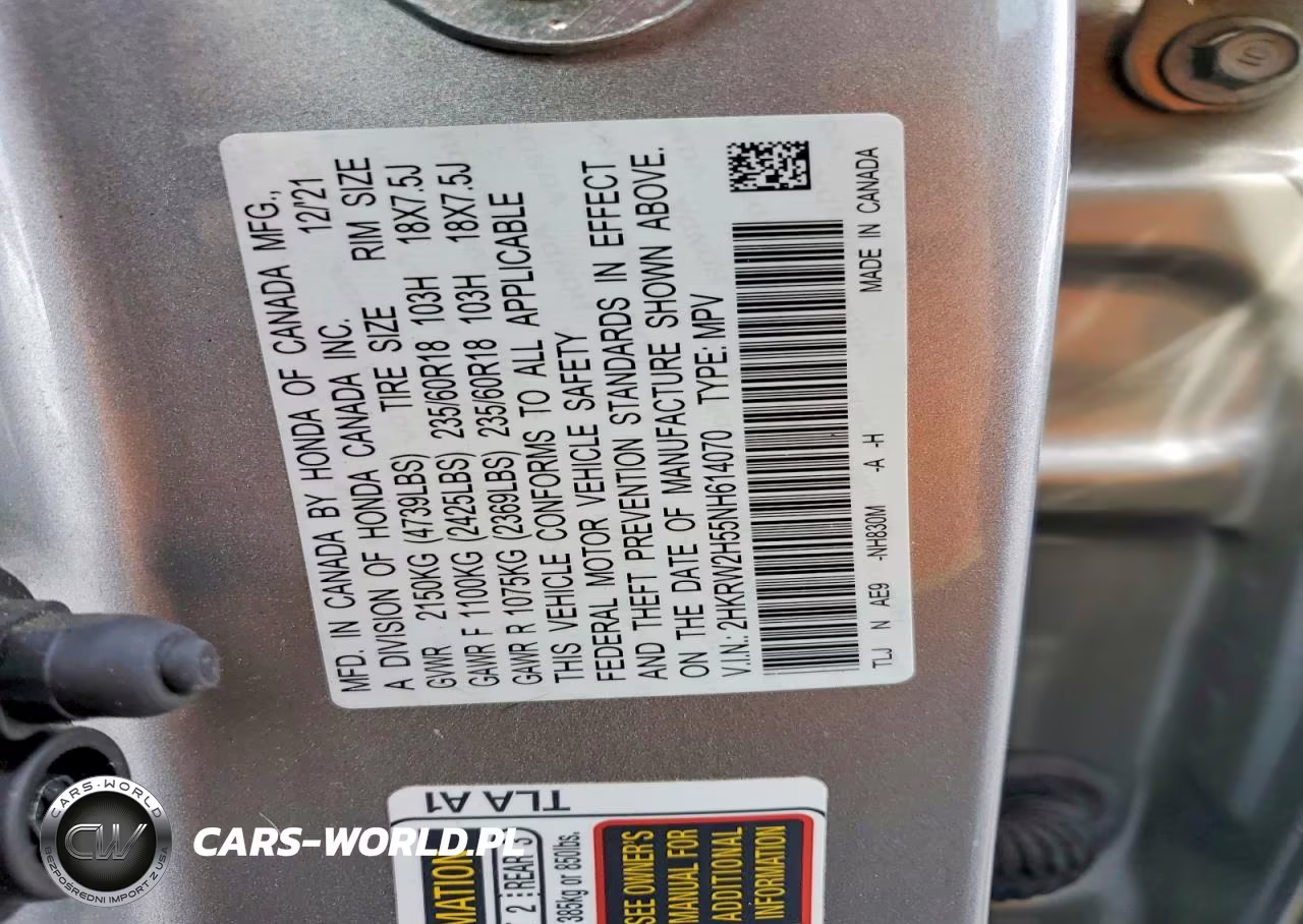 2022 Honda Cr-V Ex VIN:2HKRW2H55NH614070 - 13