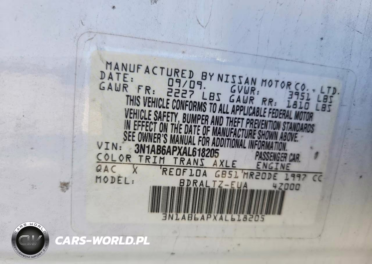 2010 Nissan Sentra 2.0 VIN:3N1AB6APXAL618205 - 12