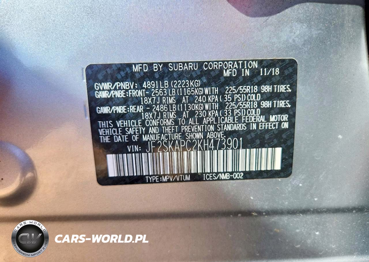 2019 Subaru Forester Sport VIN:JF2SKAPC2KH473901 - 13