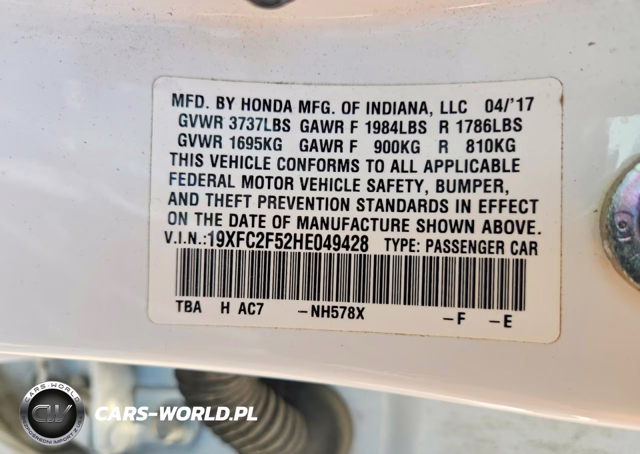 2017 Honda Civic Lx VIN:19XFC2F52HE049428 - 13