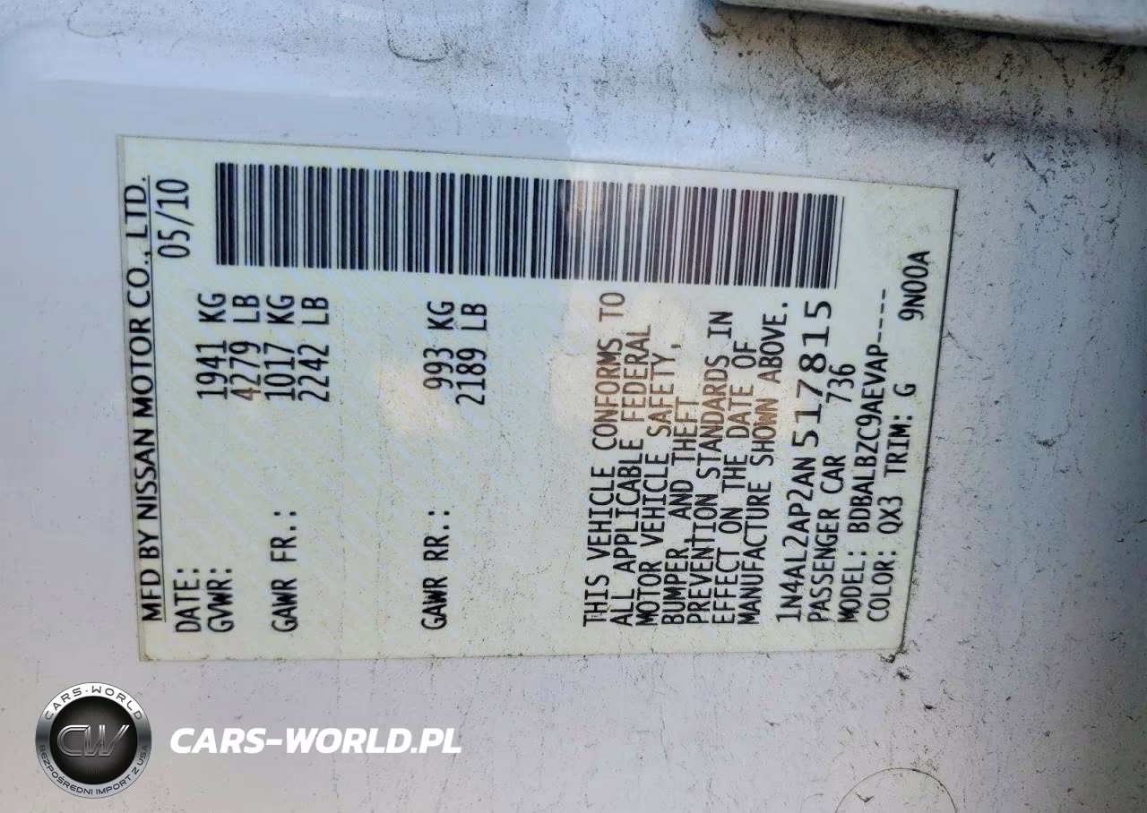 2010 Nissan Altima 2.5 VIN:1N4AL2AP2AN517815 - 13