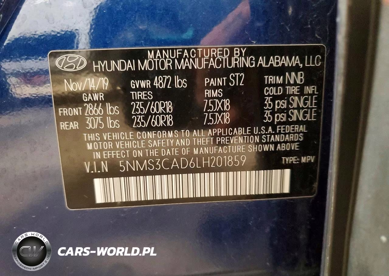2020 Hyundai Santa Fe Sel VIN:5NMS3CAD6LH201859 - 13