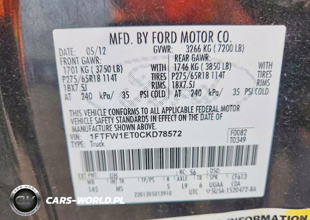 2012 Ford F150 Supercrew VIN:1FTFW1ET0CKD78572 - 12