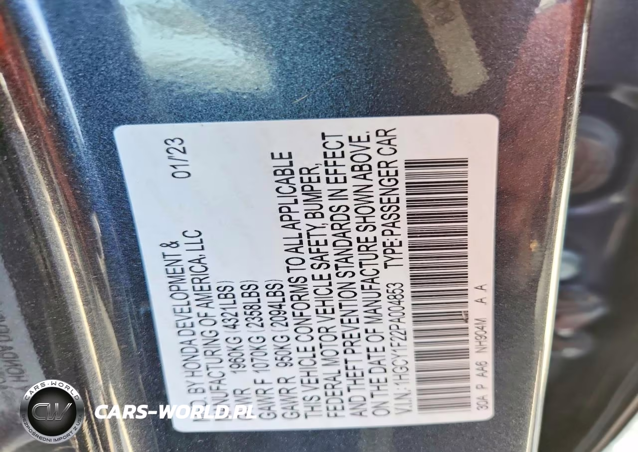 2023 Honda Accord VIN:1HGCY1F22PA004853 - 13