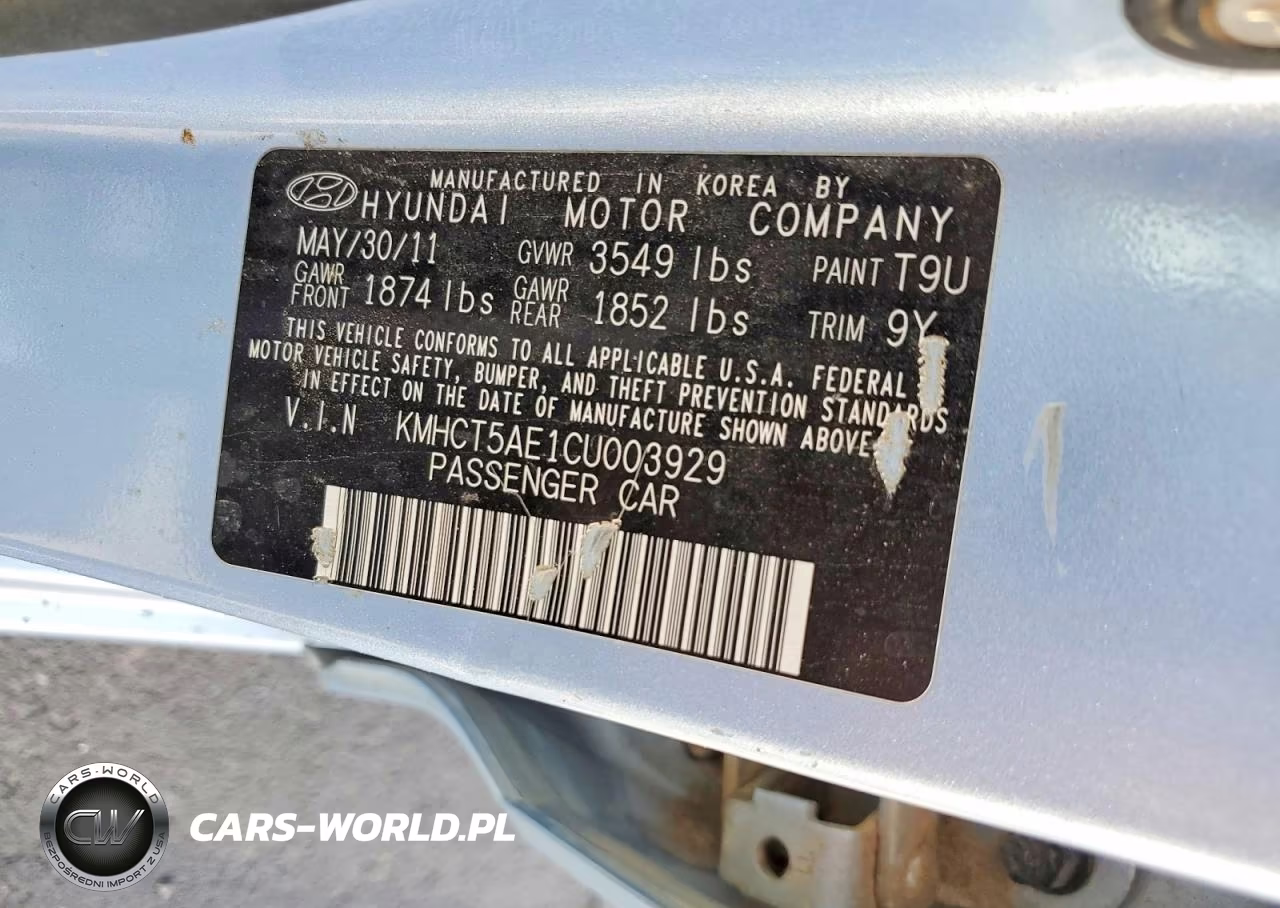 2012 Hyundai Accent Gs VIN:KMHCT5AE1CU003929 - 12
