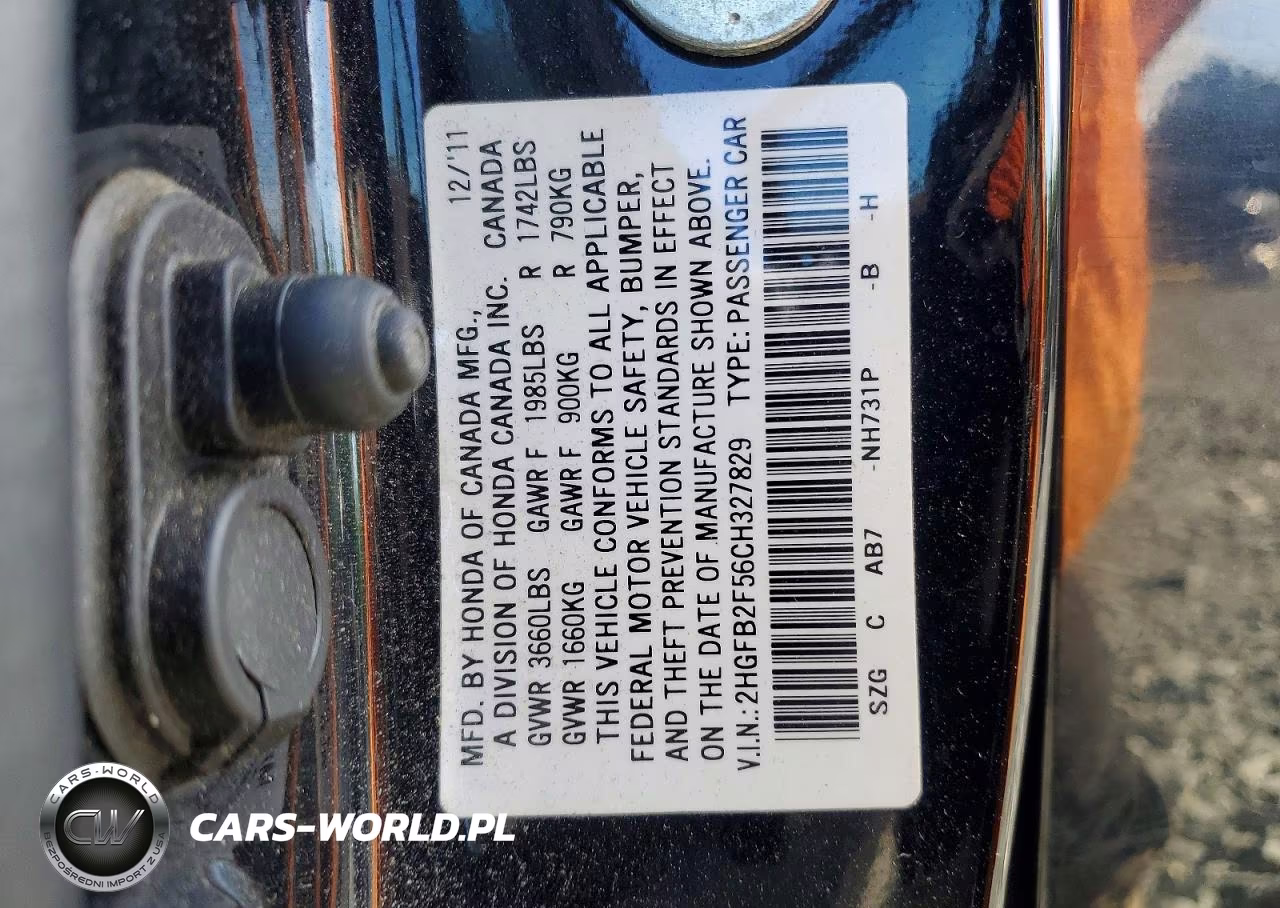 2012 Honda Civic Lx VIN:2HGFB2F56CH327829 - 12