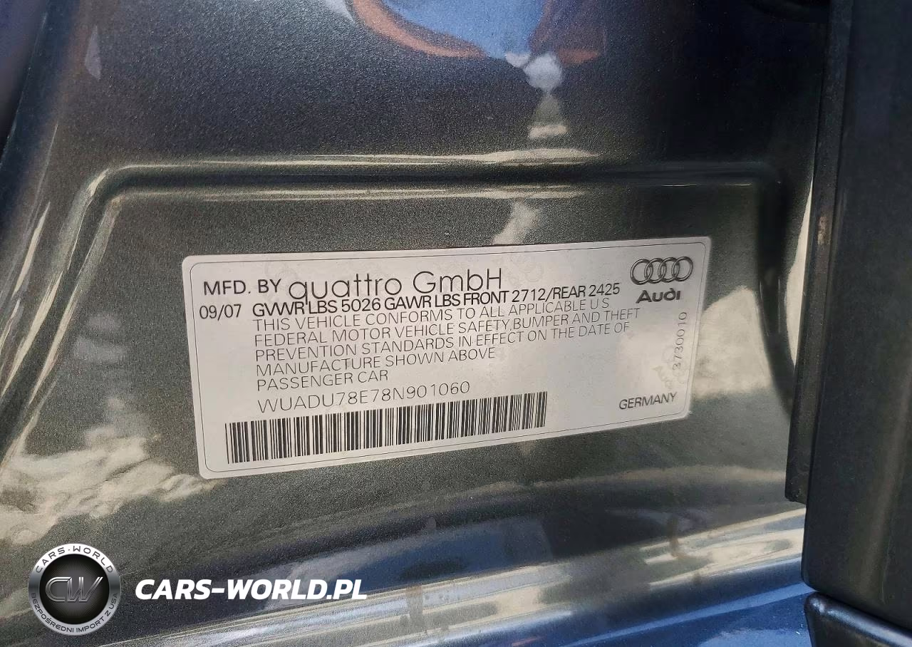 2008 Audi Rs4 Quattro VIN:WUADU78E78N901060 - 12