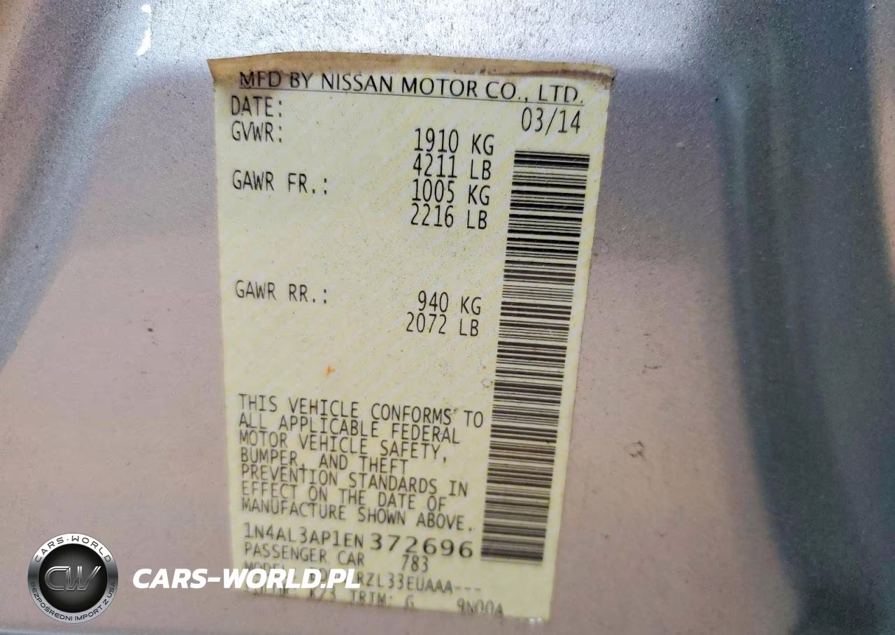 2014 Nissan Altima 2.5 S VIN:1N4AL3AP1EN372696 - 12