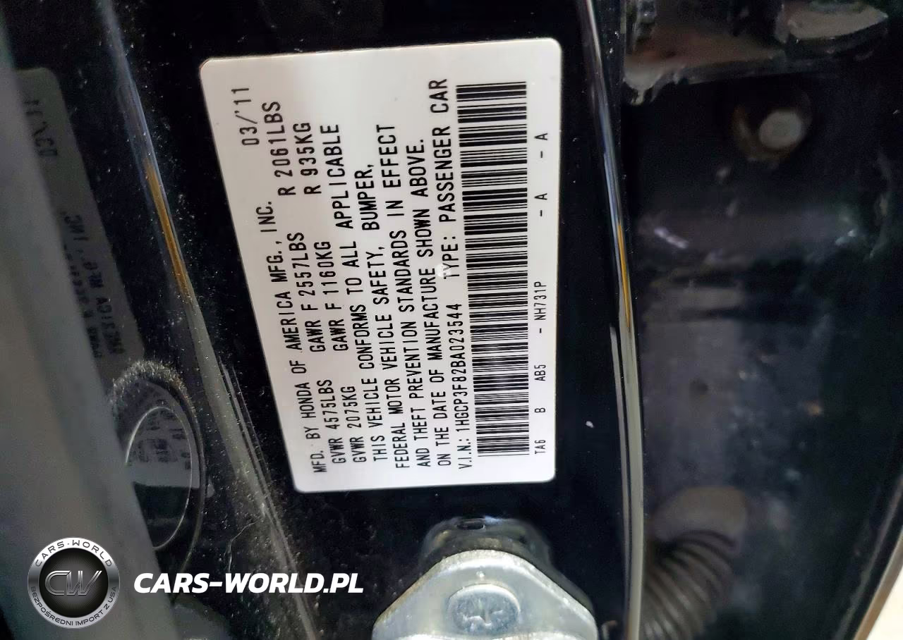 2011 Honda Accord Exl VIN:1HGCP3F82BA023544 - 12