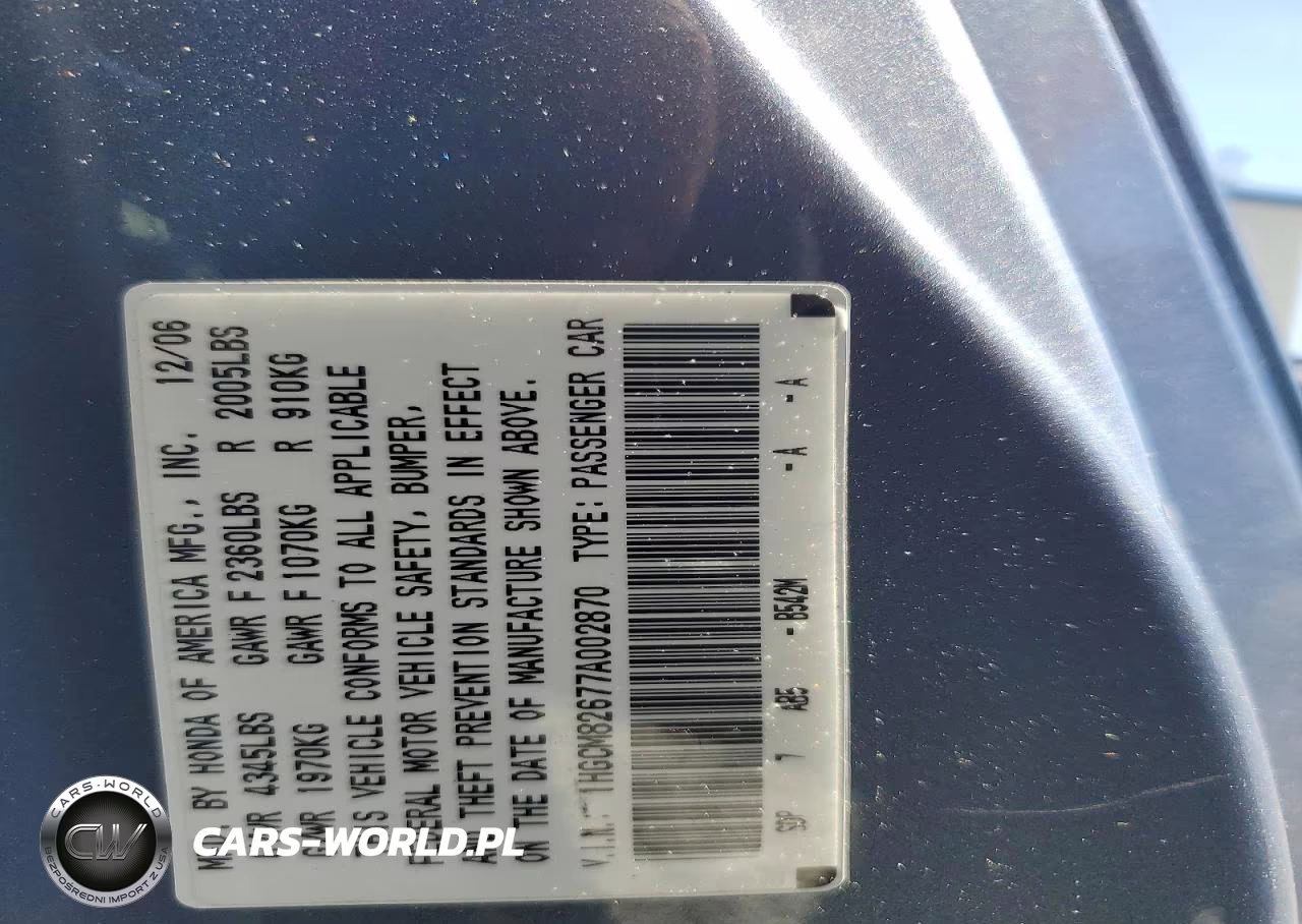 2007 Honda Accord Ex VIN:1HGCM82677A002870 - 13