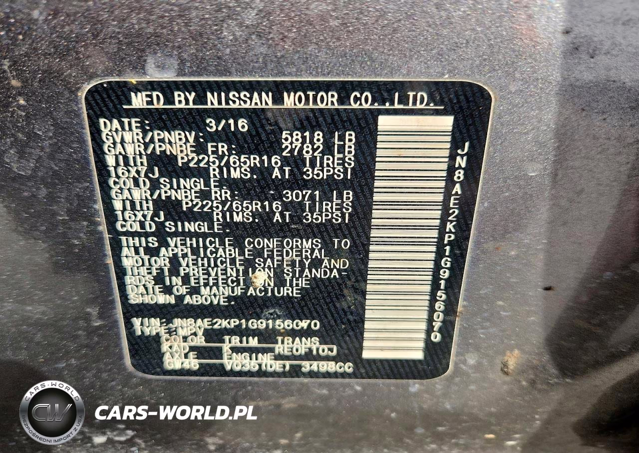 2016 Nissan Quest 3.5 Sv VIN:JN8AE2KP1G9156070 - 13