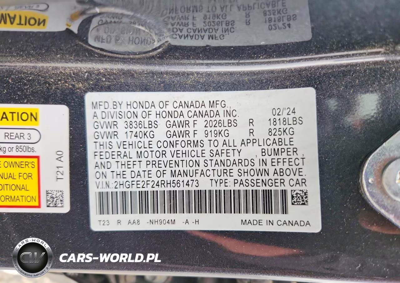 2024 Honda Civic Lx VIN:2HGFE2F24RH561473 - 12