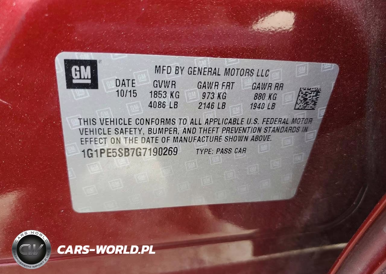 2016 Chevrolet Cruze Limited Lt VIN:1G1PE5SB7G7190269 - 12