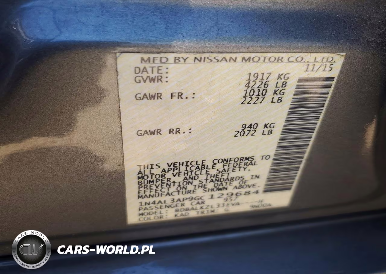 2016 Nissan Altima 2.5 Sv VIN:1N4AL3AP9GC129684 - 12