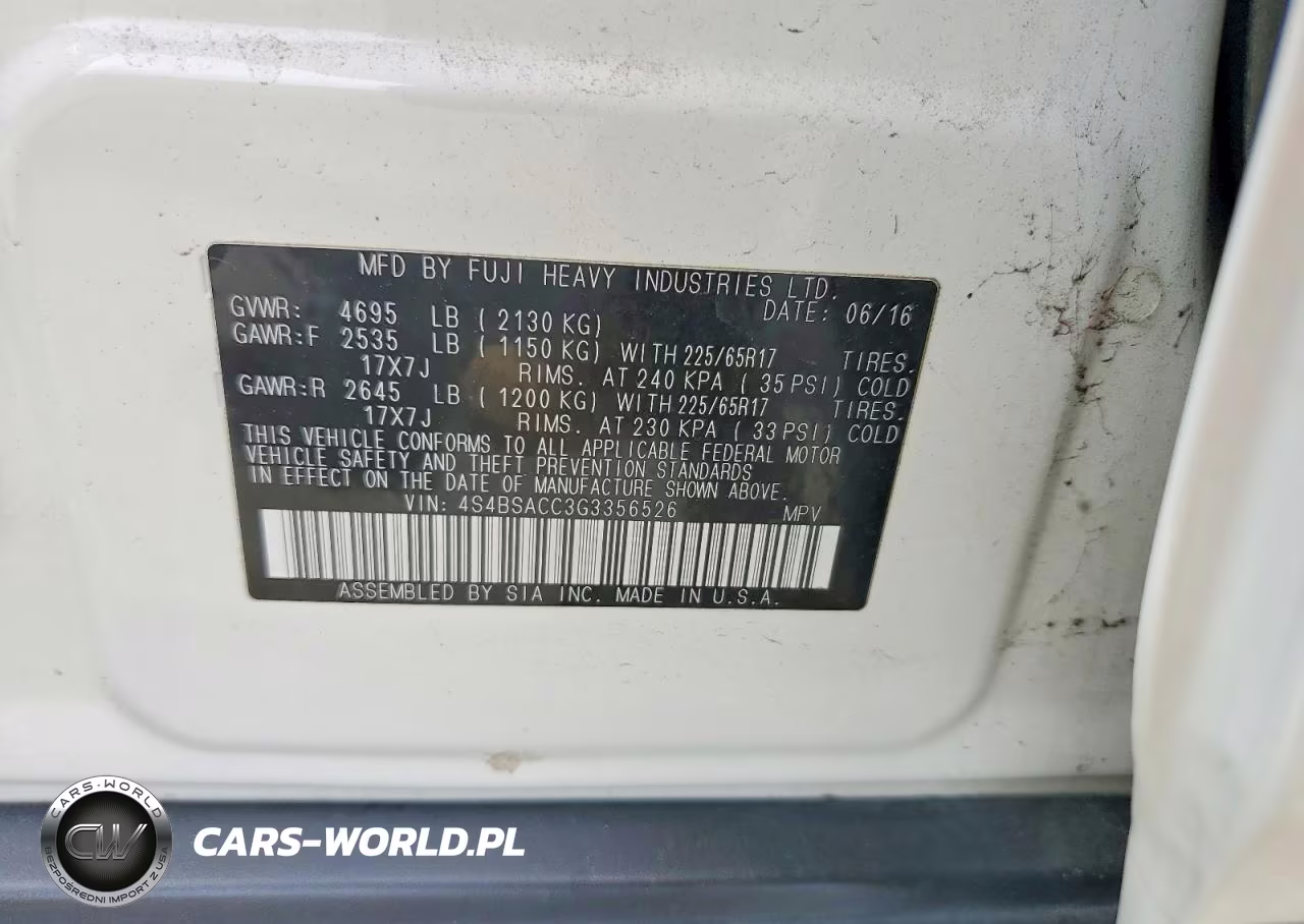2016 Subaru Outback 2.5I Premium VIN:4S4BSACC3G3356526 - 13