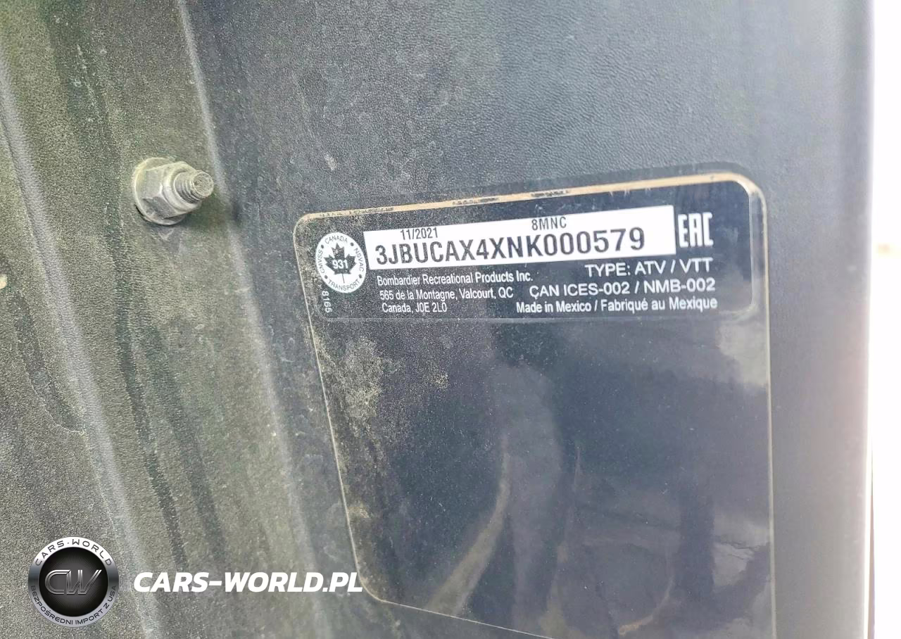 2022 Can-Am Defender Utility Vehicle VIN:3JBUCAX4XNK000579 - 10