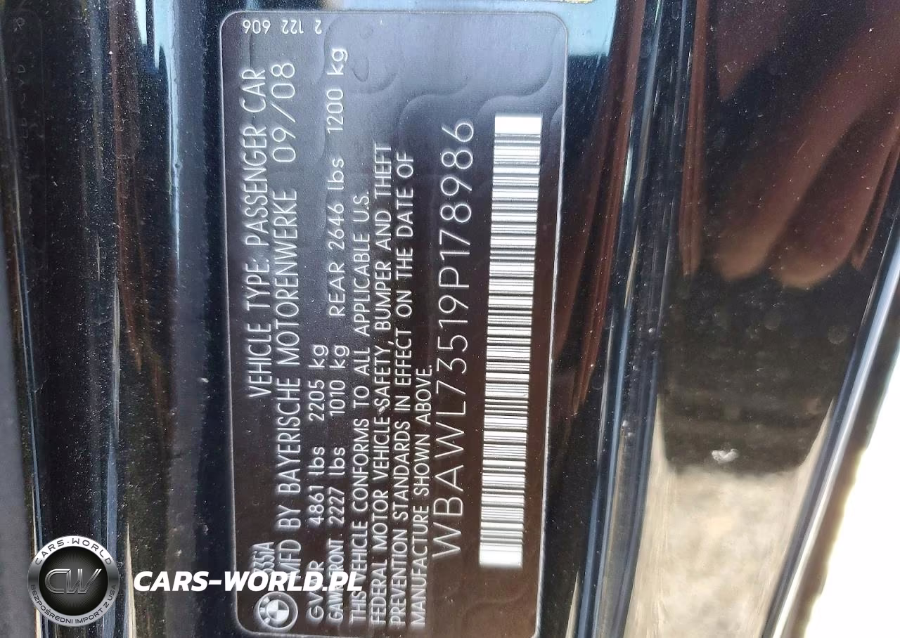 2009 BMW 335 I VIN:WBAWL73519P178986 - 12