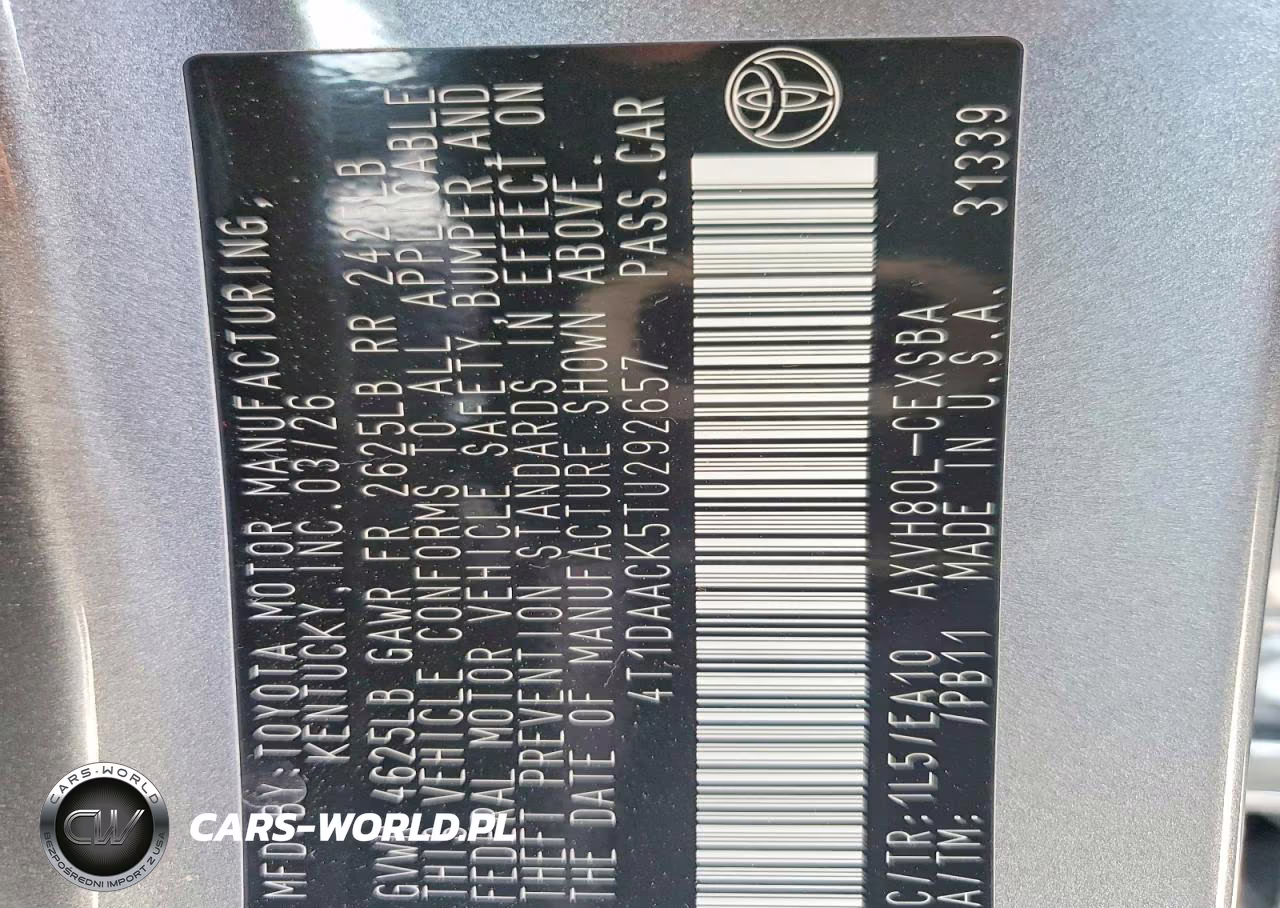2026 Toyota Camry Se VIN:4T1DAACK5TU292657 - 12