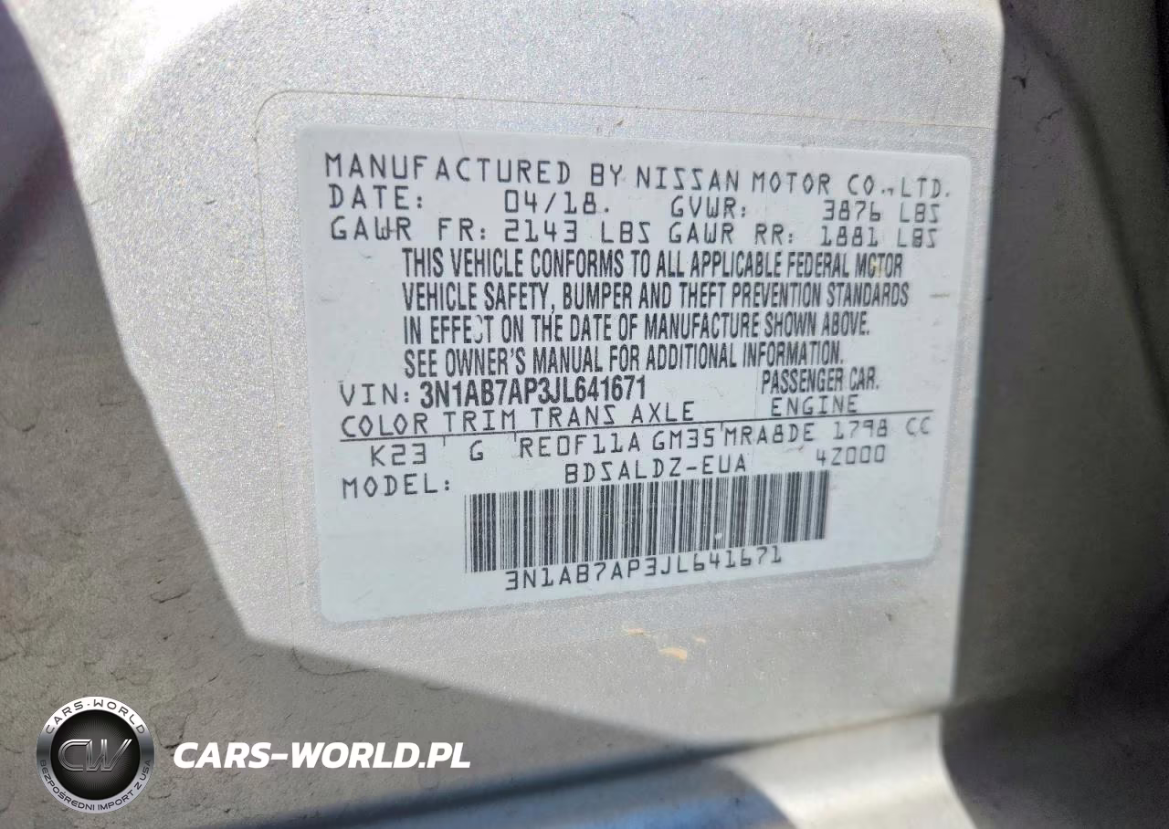 2018 Nissan Sentra Sv VIN:3N1AB7AP3JL641671 - 13
